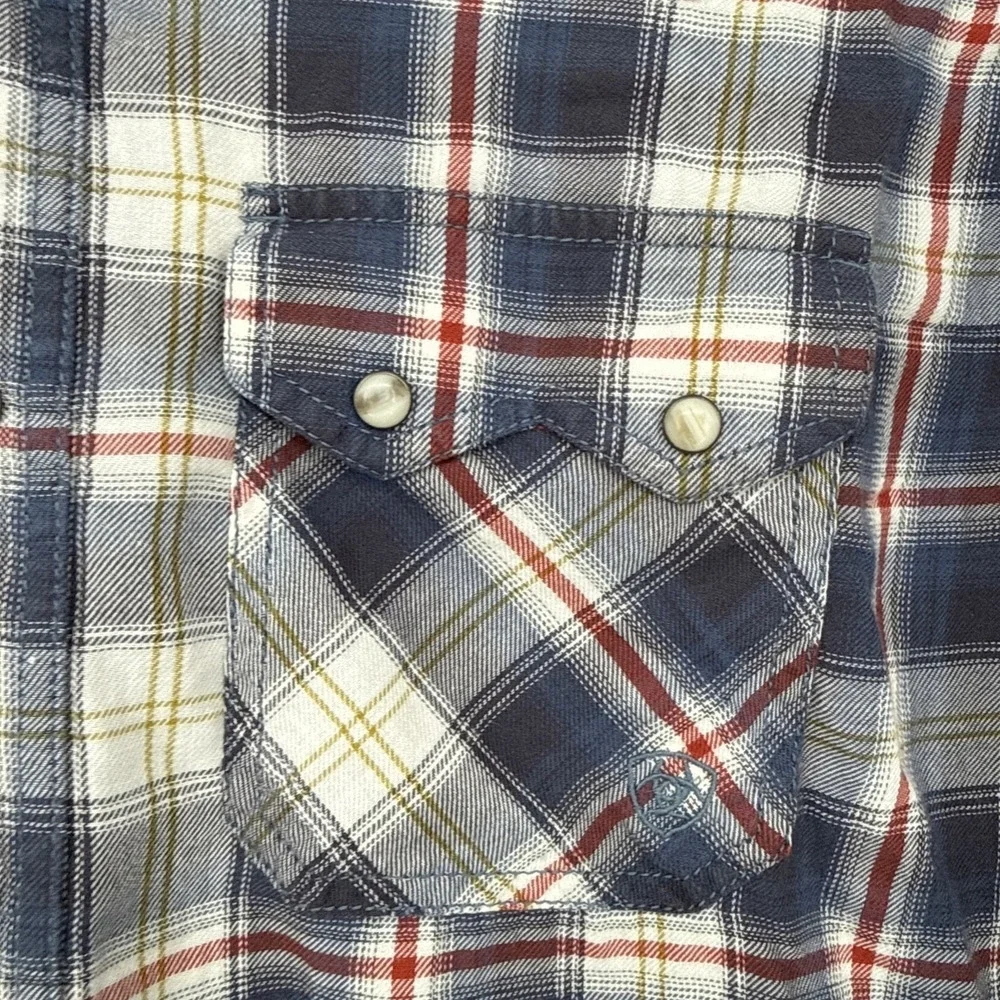 Ariat Retro Fit Western Rodeo Pearl Snap Mens XL Plaid Long Sleeve Cowboy Riding